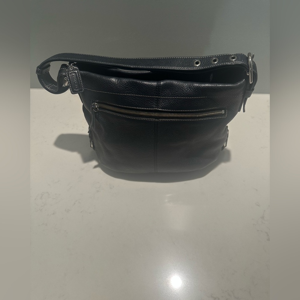 Coach Vintage Black Leather Duffle Hobo Bag - Picture 14 of 14